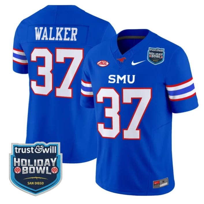 Doak Walker Jersey #37 SMU Mustangs 2026 Holiday Bowl Patch Stitched Blue by My Store NCAA Football Jerseys