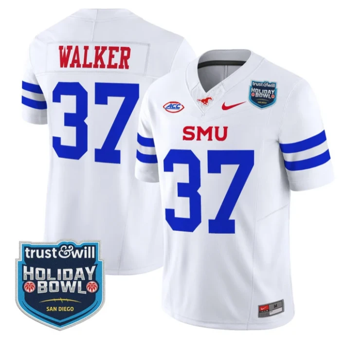 Doak Walker Jersey #37 SMU Mustangs 2026 Holiday Bowl Patch Stitched White by My Store NCAA Football Jerseys
