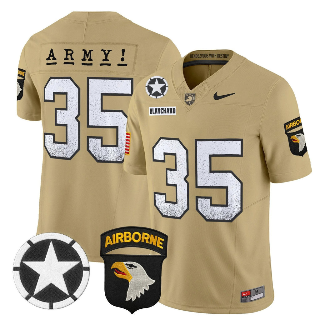 Doc Blanchard Jersey #35 Army Black Knights 2025 Screaming Eagles Stitched Tan by My Store NCAA Football Jerseys