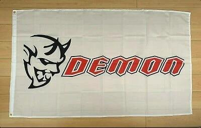 Dodge Demon SRT White Flag 3X5 Ft Polyester Banner USA 90x150cm by flagsjustdoit