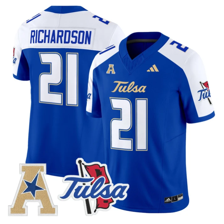 Dominic Richardson Jersey #21 Tulsa Golden Hurricane 2025 Stitched Royal Alter by My Store NCAA Football Jerseys