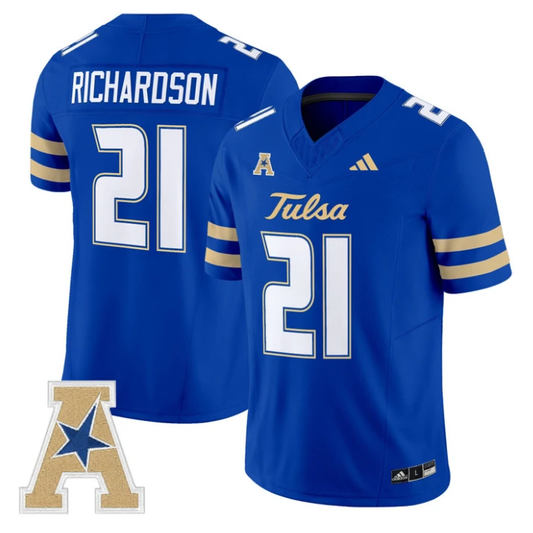 Dominic Richardson Jersey #21 Tulsa Golden Hurricane 2025 Vapor Stitched Royal by My Store NCAA Football Jerseys