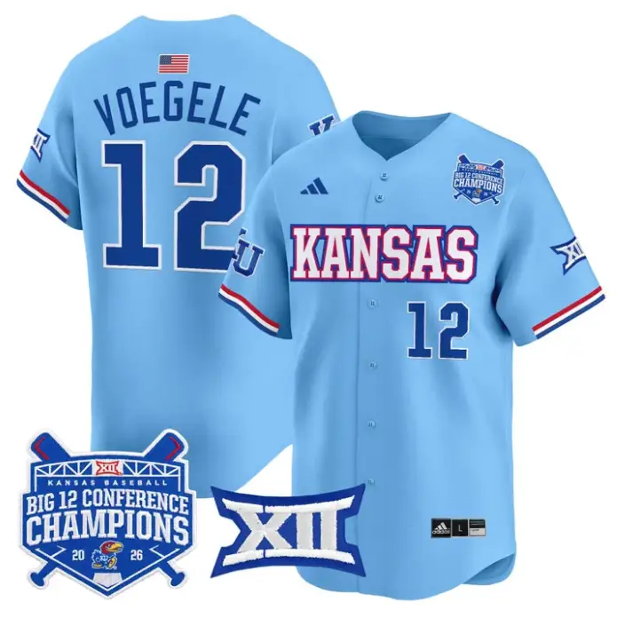Dominic Voegele Jersey #12 Kansas Jayhawks Big 12 Champions 2026 Stitched by My Store