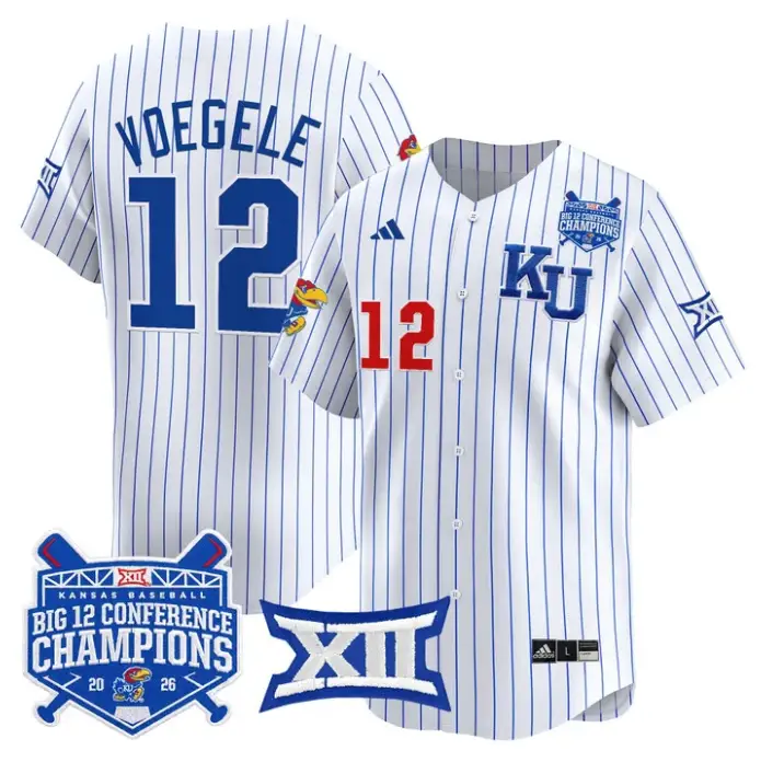 Dominic Voegele Jersey #12 Kansas Jayhawks Big 12 Champions 2026 Stitched by My Store