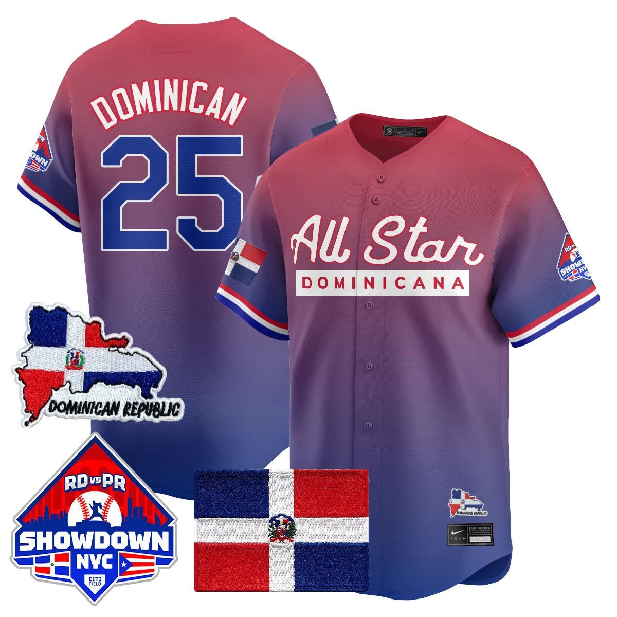 Dominican Jersey #25 Dominican Republic Baseball All-Star 2025 Red Limited by My Store