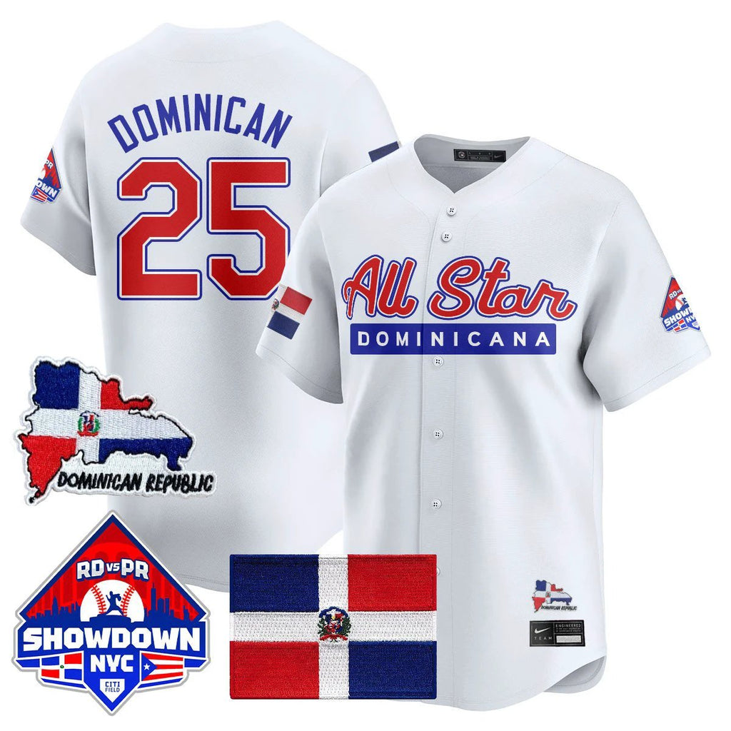 Dominican Jersey #25 Dominican Republic Baseball All-Star 2025 White by My Store