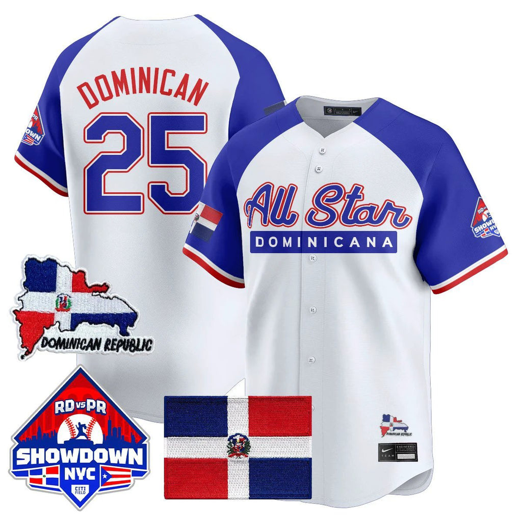 Dominican Jersey #25 Dominican Republic Baseball All-Star 2025 White Alternate by My Store