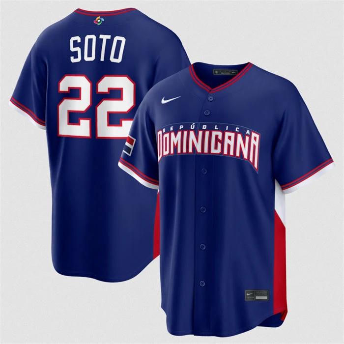 Dominican Republic Baseball #22 Juan Soto Jersey Navy 2026 World Baseball Classic Road Stadium Stitched by My Store