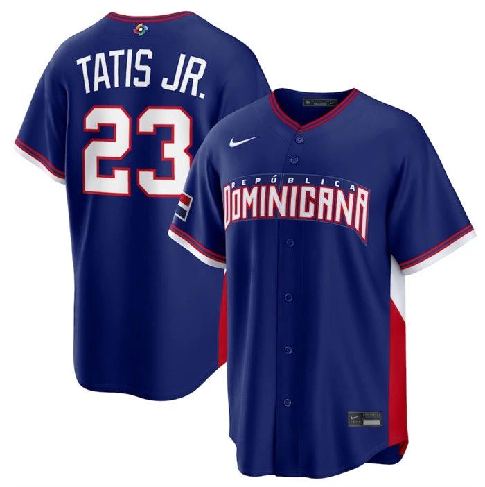 Dominican Republic Baseball #23 Fernando Tatis Jr. Jersey Navy 2026 World Baseball Classic Road Stadium Stitched by My Store