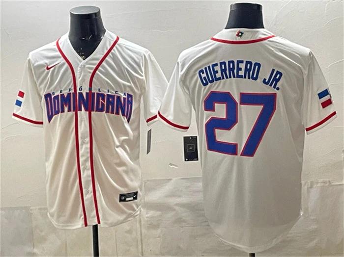 Dominican Republic Baseball #27 Vladimir Guerrero Jr. Jersey White 2026 World Baseball Classic Home Stadium Stitched by My Store