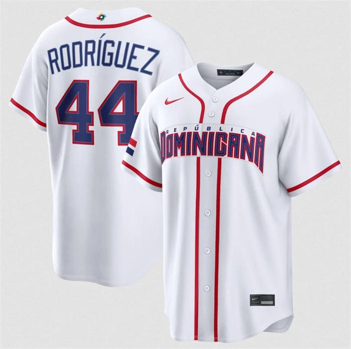 Dominican Republic Baseball #44 Julio Rodríguez Jersey White 2026 World Baseball Classic Home Stadium Stitched by My Store