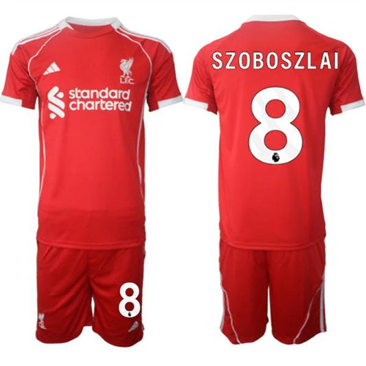 Dominik Szoboszlai Jersey #8 Liverpool Red Home 2025-26 Soccer Suit by Soccer Jersey