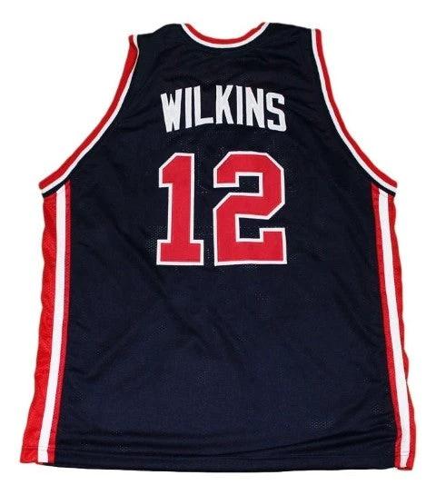 Dominique Wilkins Jersey #12 Team USA Basketball Navy Blue by My store basketball