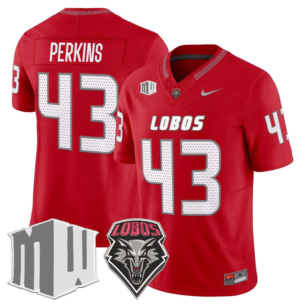 Don Perkins Jersey #43 New Mexico Lobos 2025 Vapor Limited Stitched Red by My Store NCAA Football Jerseys