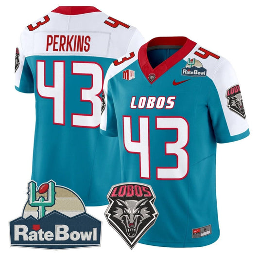 Don Perkins Jersey #43 New Mexico Lobos 2025 Rate Bowl Vapor Stitched by My Store NCAA Football Jerseys