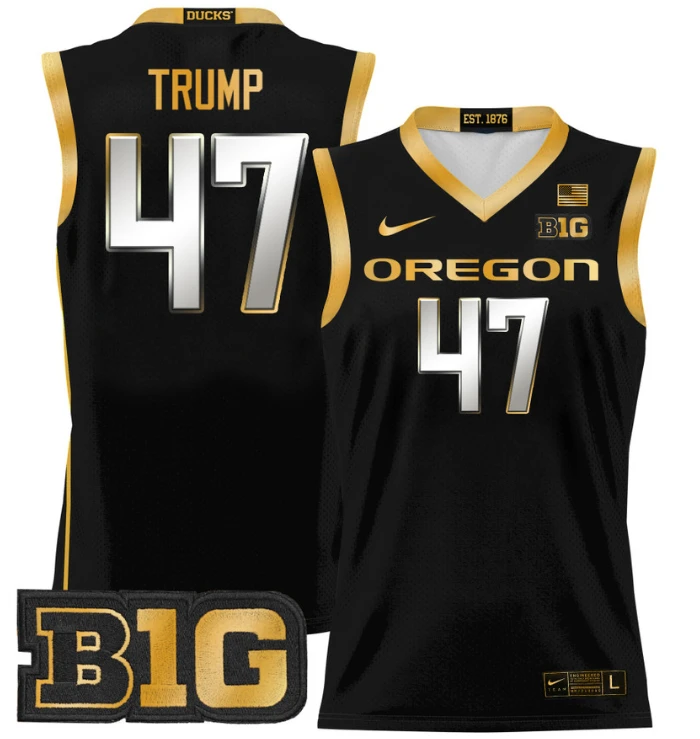 Donald Trump Jersey #47 Oregon Ducks 2024 Lightweight Basketball Black Gold by My store basketball