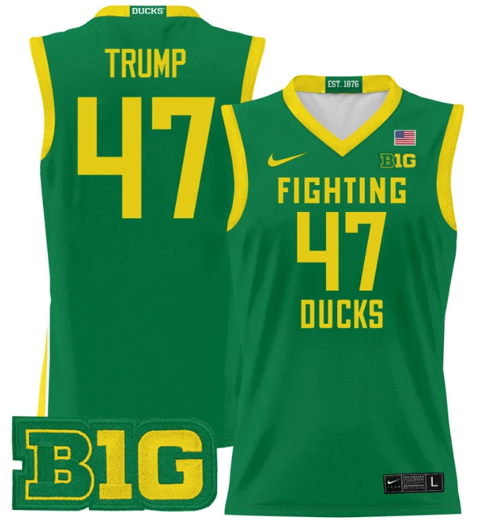 Donald Trump Jersey #47 Oregon Ducks 2024 Lightweight Basketball Green by My store basketball