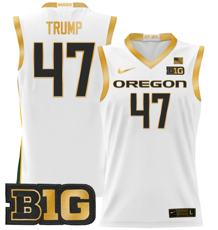 Donald Trump Jersey #47 Oregon Ducks 2024 Lightweight Basketball White Gold by My store basketball