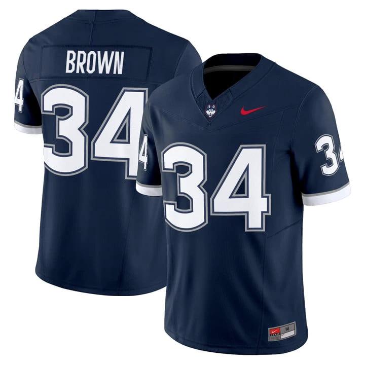 Donald Brown Jersey #34 UConn Huskies 2025 Vapor Limited Stitched by My Store NCAA Football Jerseys