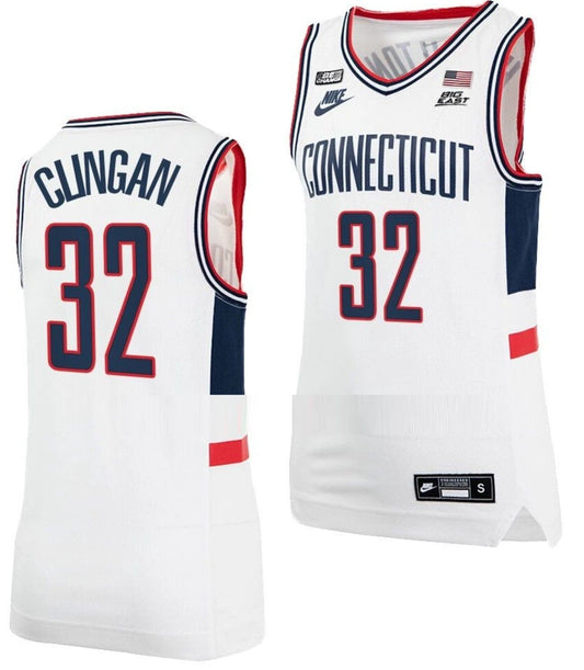 Donovan Clingan Jersey UConn Huskies College Basketball Alumni White #32 by My store basketball
