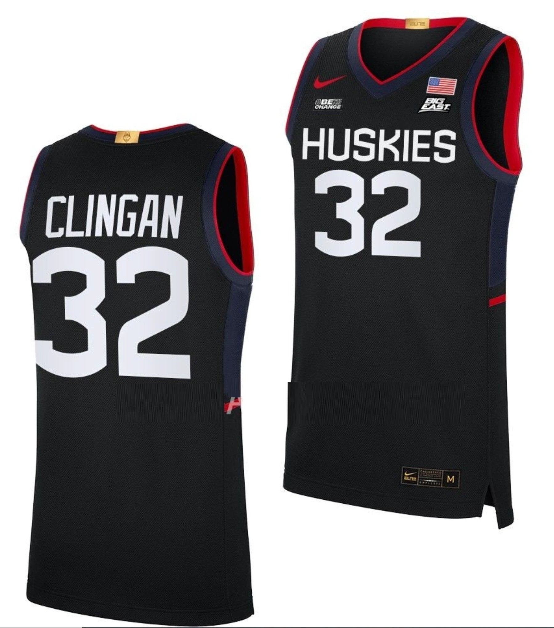 Donovan Clingan Jersey UConn Huskies College Basketball Limited Black #32 by My store basketball