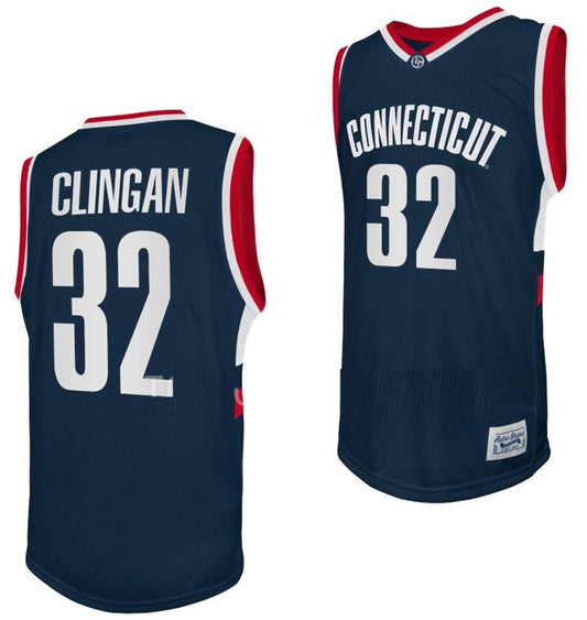 Donovan Clingan Jersey UConn Huskies College Basketball Navy Retro #32 by My store basketball