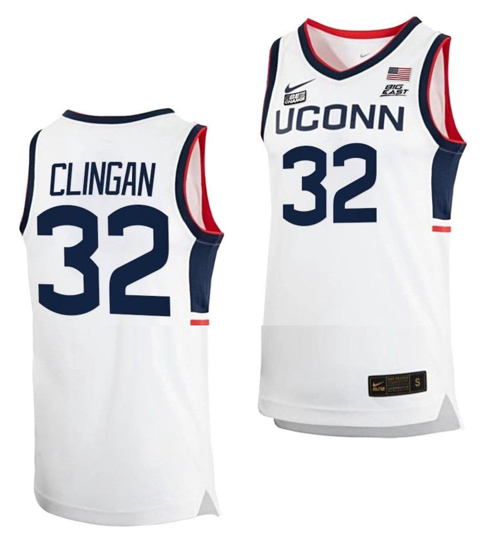 Donovan Clingan Jersey UConn Huskies College Basketball White Replica #32 by My store basketball