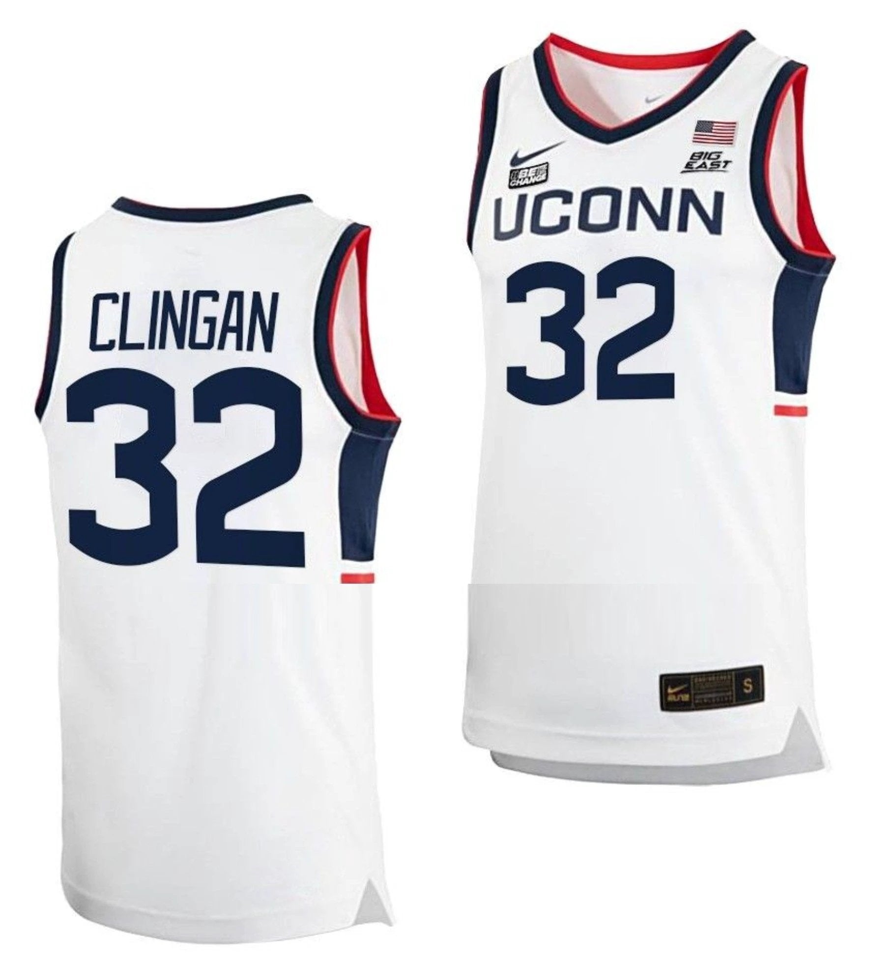 Donovan Clingan Jersey UConn Huskies College Basketball White Replica #32 by My store basketball