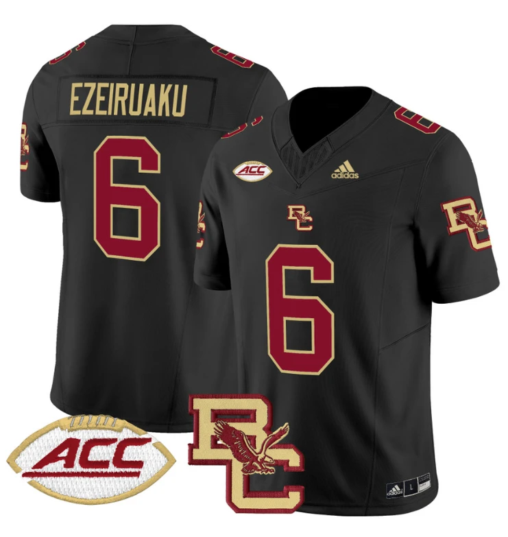 Donovan Ezeiruaku Jersey #6 Boston College Eagles 2024 Stitched Black by NCAA Football Jersey