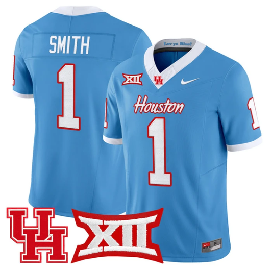 Donovan Smith Jersey #1 Houston Cougars 2025 Vapor Limited Stitched Light Blue by NCAA Football Jersey