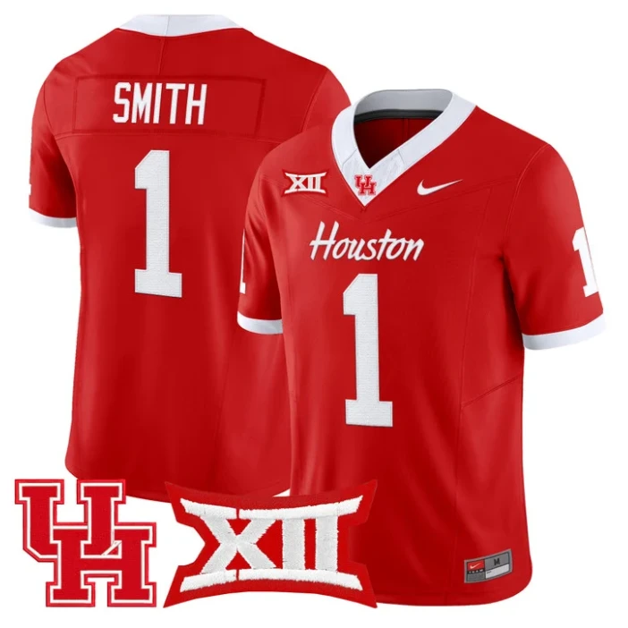 Donovan Smith Jersey #1 Houston Cougars 2025 Vapor Limited Stitched Red by NCAA Football Jersey
