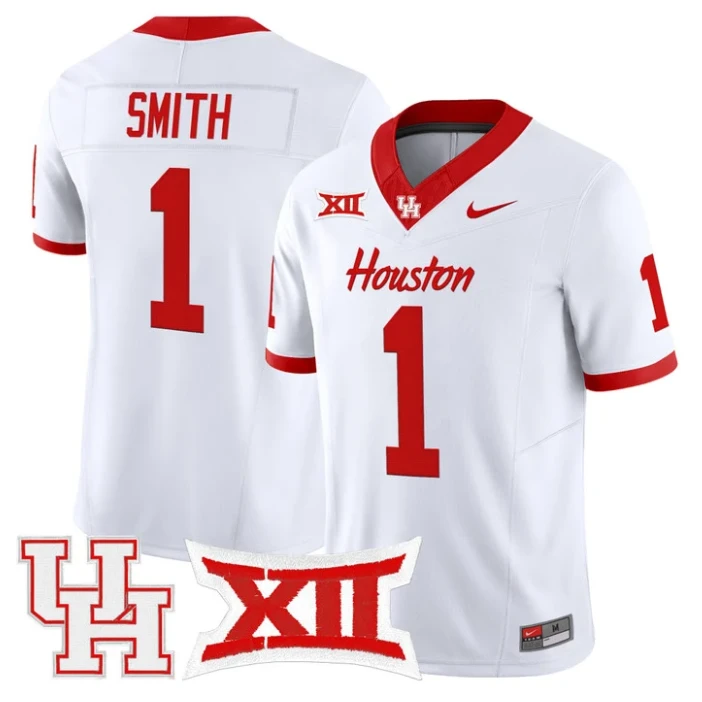 Donovan Smith Jersey #1 Houston Cougars 2025 Vapor Limited Stitched White by NCAA Football Jersey