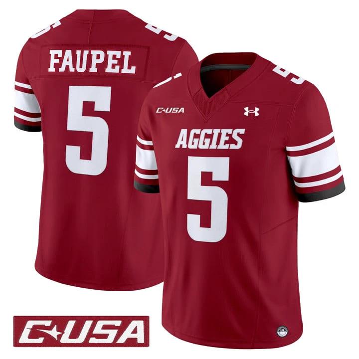 Donovan Faupel Jersey #5 New Mexico State Aggies 2025 Vapor Stitched by My Store NCAA Football Jerseys