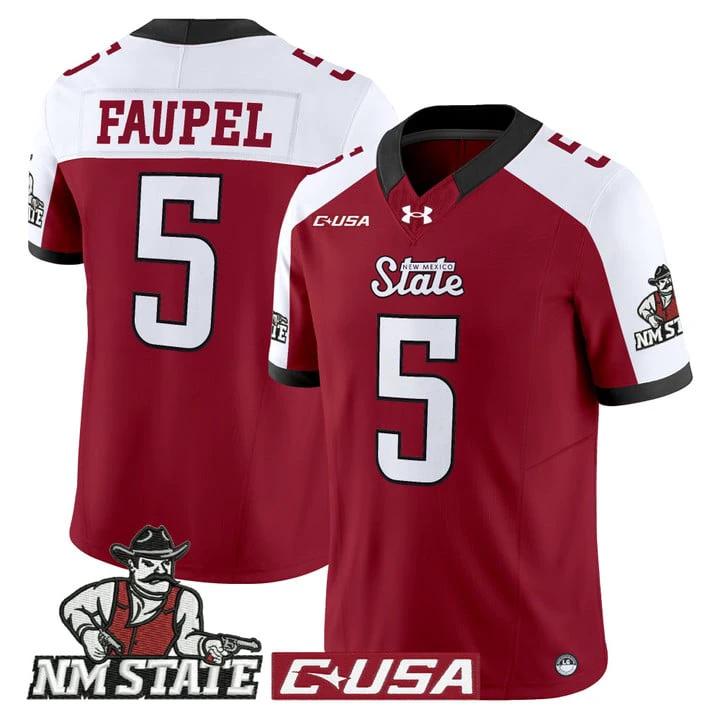 Donovan Faupel Jersey #5 New Mexico State Aggies 2025 Vapor Stitched by My Store NCAA Football Jerseys