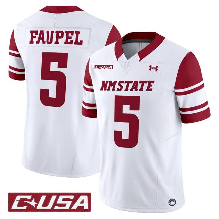 Donovan Faupel Jersey #5 New Mexico State Aggies 2025 Vapor Stitched by My Store NCAA Football Jerseys