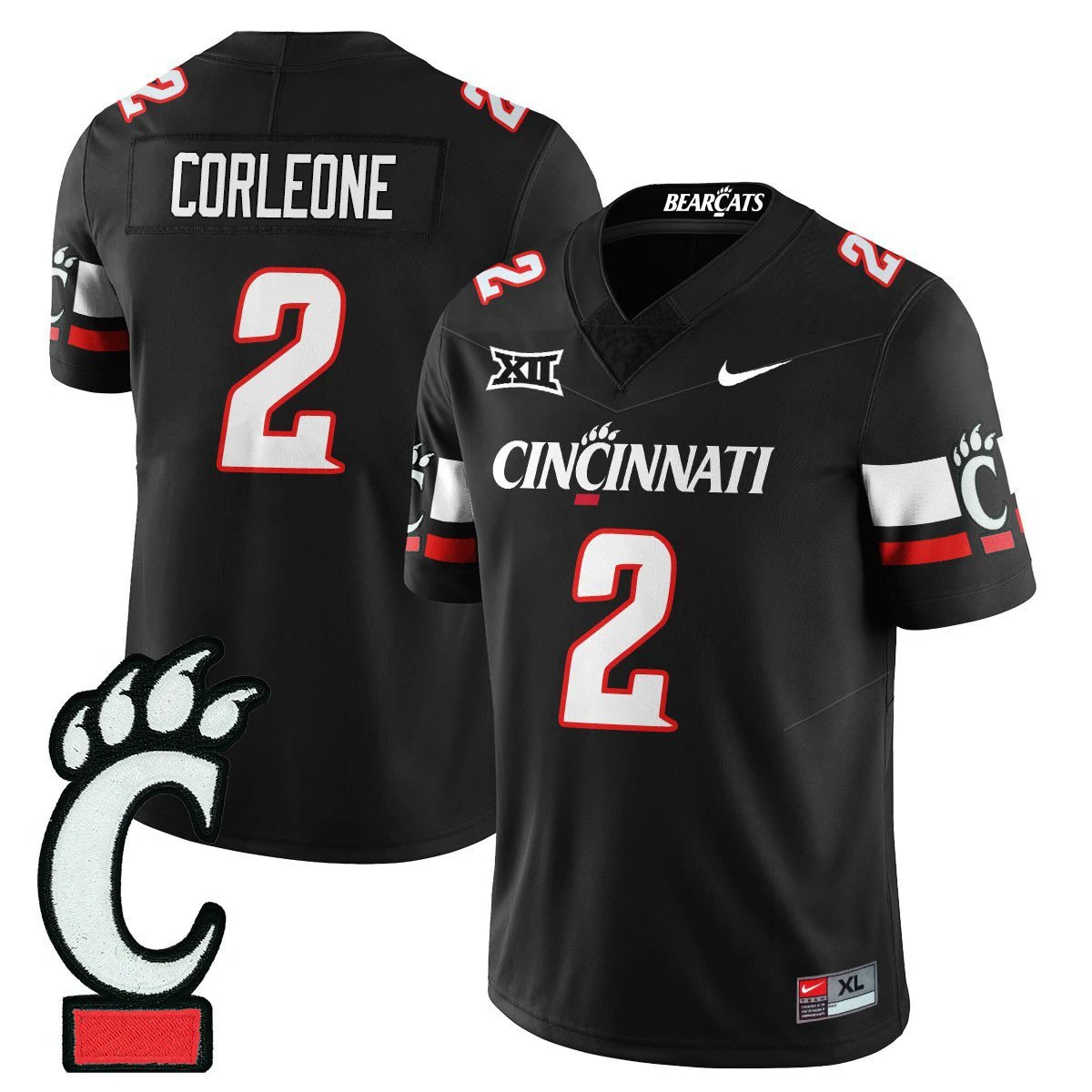 Dontay Corleone Jersey #2 Cincinnati Bearcats Football 2025 Stitched Black by NCAA Football Jersey