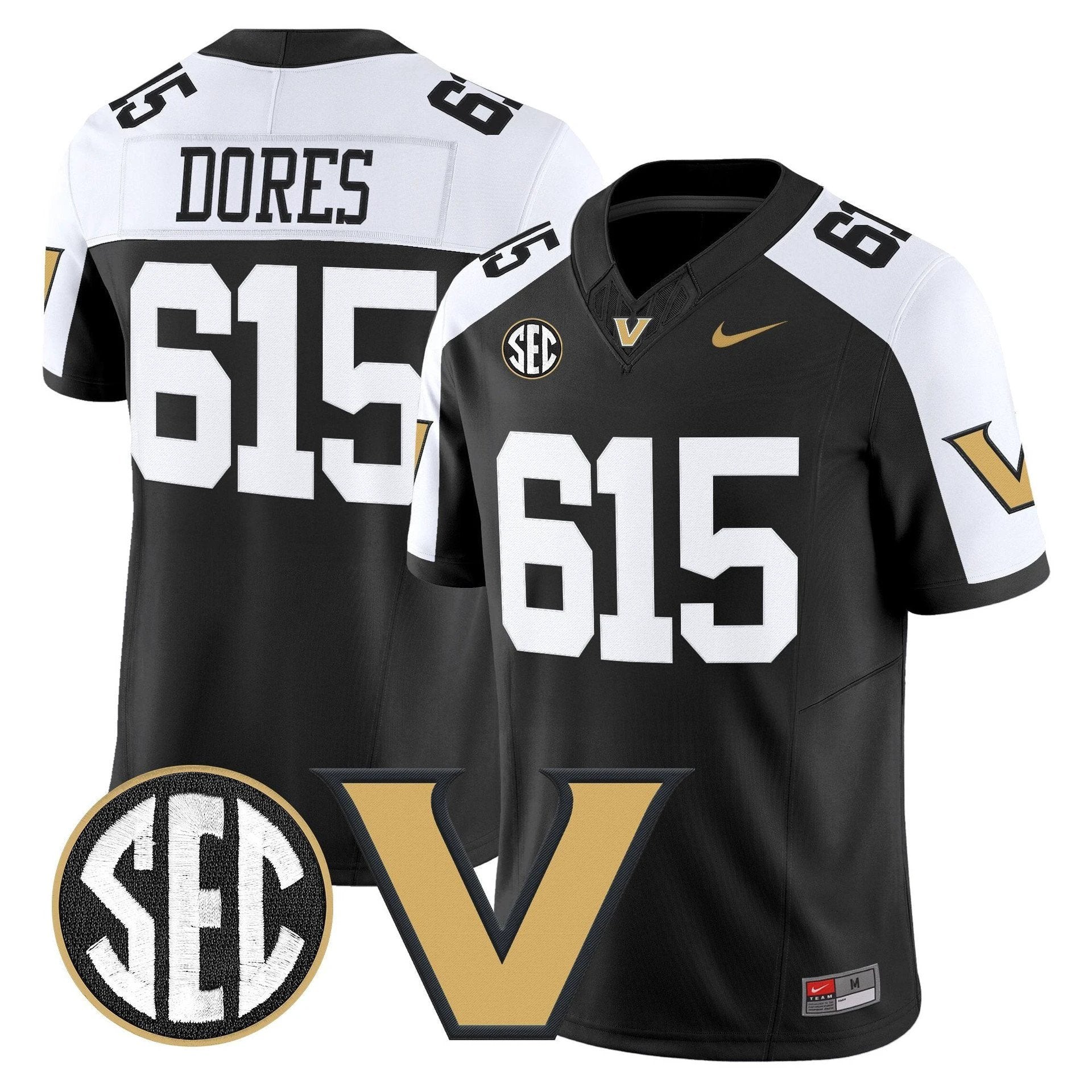 Dores Jersey #615 Vanderbilt Commodores 2025 Limited Stitched by My Store NCAA Football Jerseys