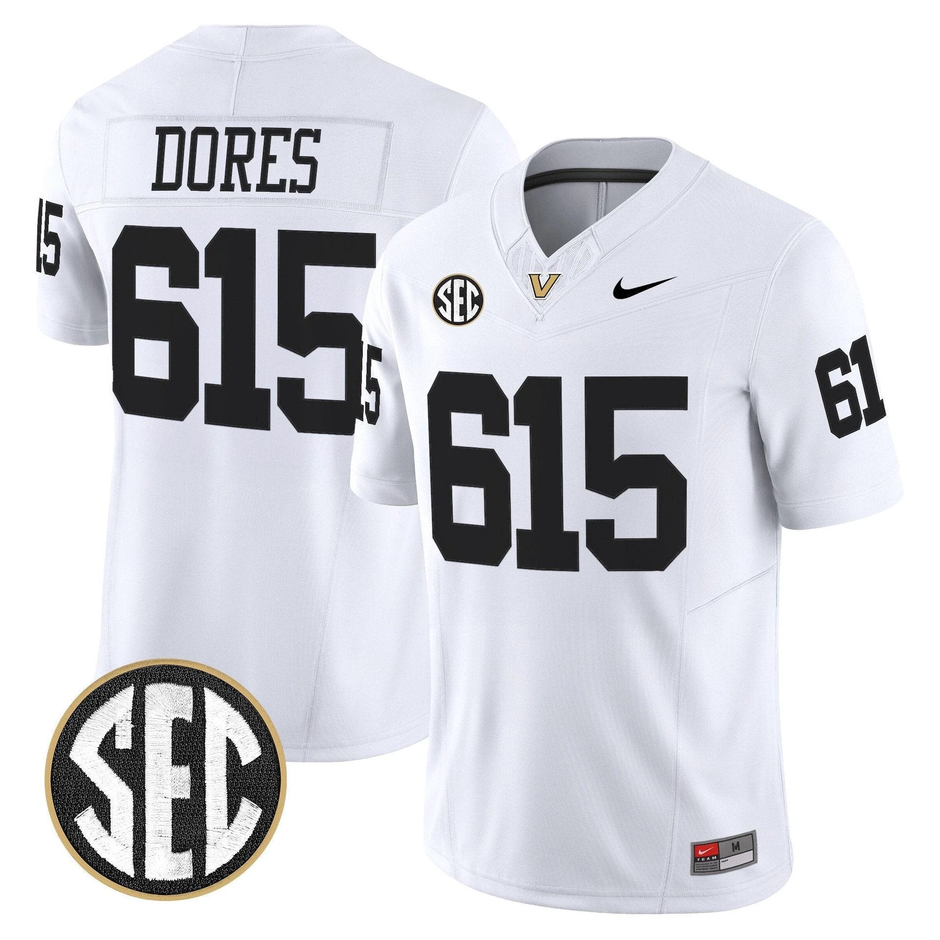Dores Jersey #615 Vanderbilt Commodores 2025 Limited Stitched by My Store NCAA Football Jerseys