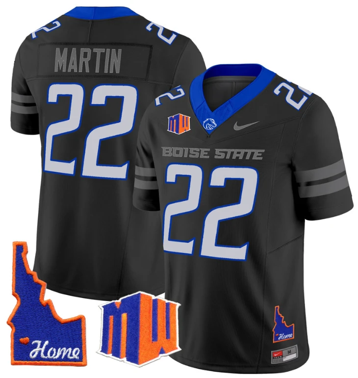 Doug Martin Jersey #22 Boise State Broncos 2024 Home Patch Vapor Football Black by My Store