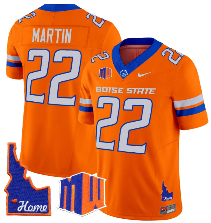 Doug Martin Jersey #22 Boise State Broncos 2024 Home Patch Vapor Football Orange by My Store