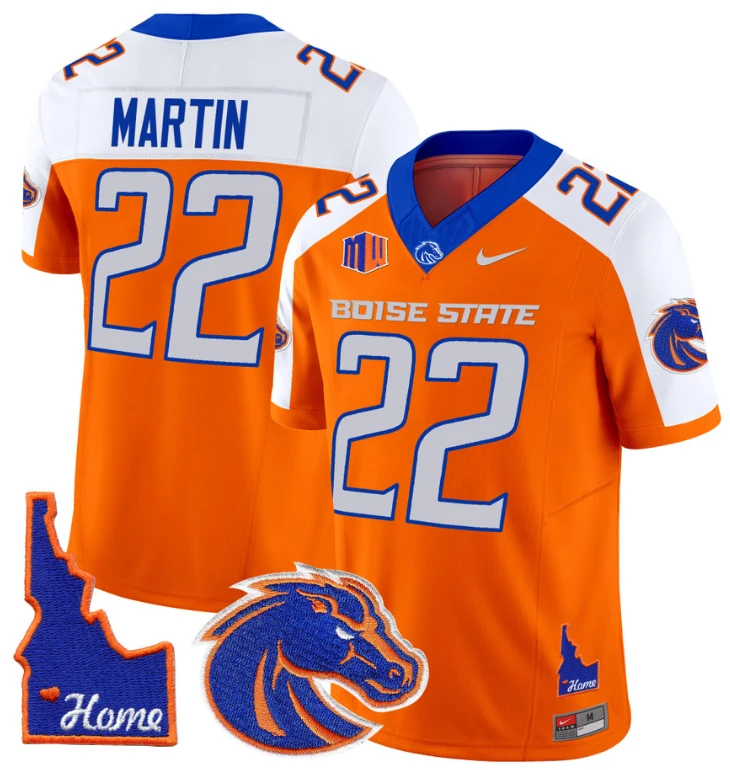 Doug Martin Jersey #22 Boise State Broncos 2024 Home Patch Vapor Football Orange Alternate by My Store