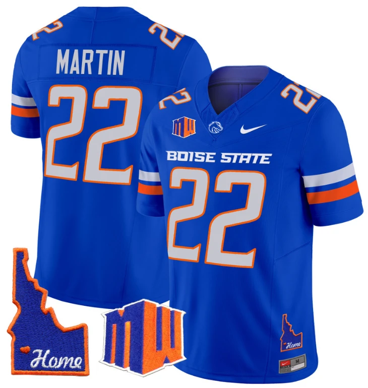 Doug Martin Jersey #22 Boise State Broncos 2024 Home Patch Vapor Football Royal by My Store