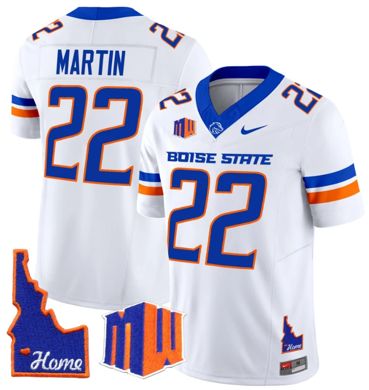 Doug Martin Jersey #22 Boise State Broncos 2024 Home Patch Vapor Football White by My Store