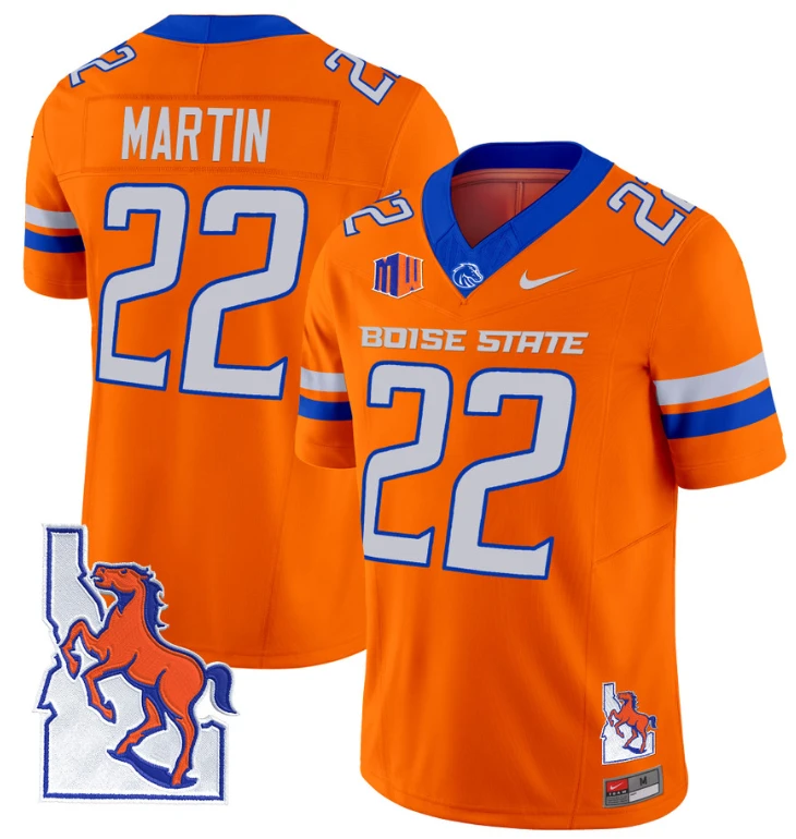 Doug Martin Jersey #22 Boise State Broncos 2024 Map Patch Vapor Football Orange by My Store
