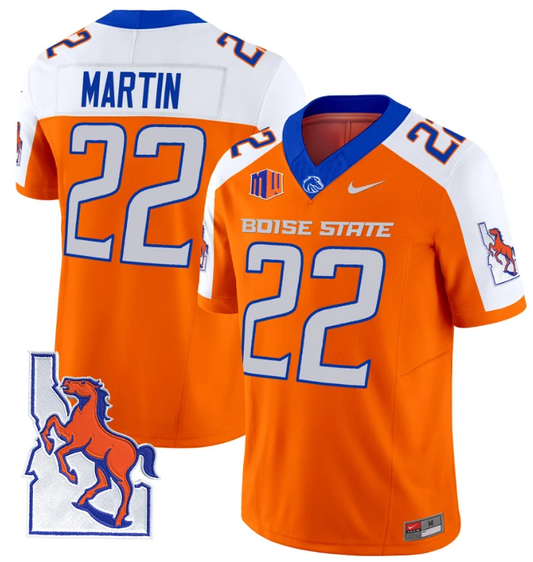 Doug Martin Jersey #22 Boise State Broncos 2024 Map Patch Vapor Football Orange Alternate by My Store