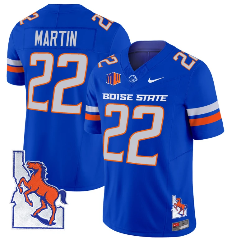 Doug Martin Jersey #22 Boise State Broncos 2024 Map Patch Vapor Football Royal by My Store