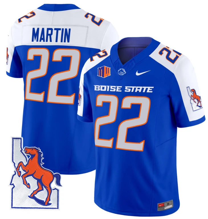 Doug Martin Jersey #22 Boise State Broncos 2024 Map Patch Vapor Football Royal Alternate by My Store