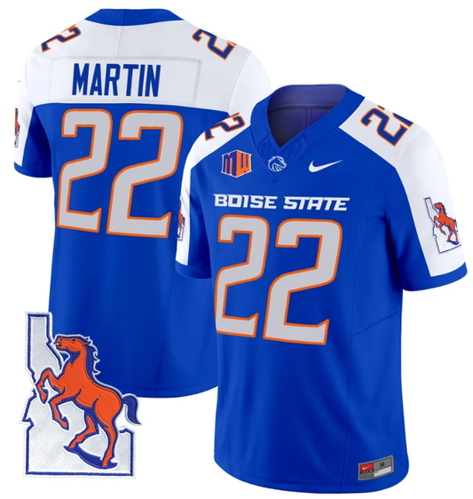 Doug Martin Jersey #22 Boise State Broncos 2024 Map Patch Vapor Football Royal Alternate by My Store