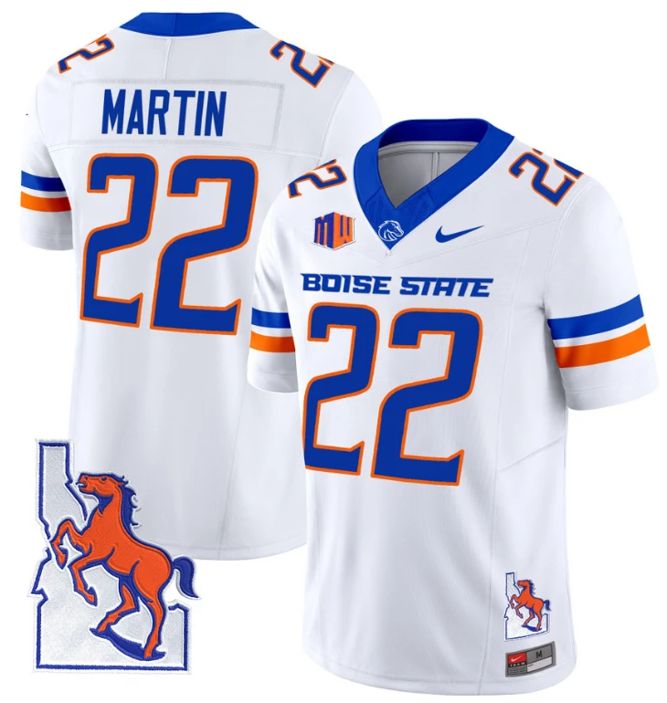 Doug Martin Jersey #22 Boise State Broncos 2024 Map Patch Vapor Football White by My Store