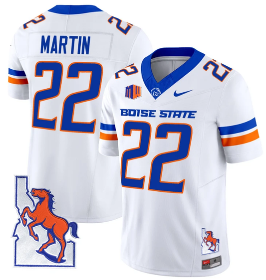 Doug Martin Jersey #22 Boise State Broncos 2024 Map Patch Vapor Football White by My Store